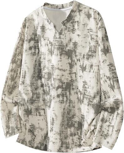 Unisex Corduroy Tie Dye Sweatshirt Men Women Long Sleeve Loose V Neck Casual Shirt, White, Medium in Saudi Arabia