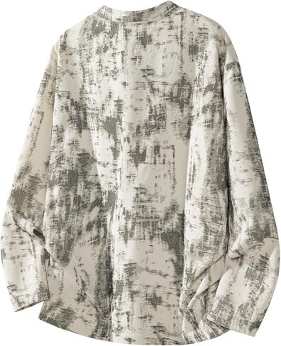 Unisex Corduroy Tie Dye Sweatshirt Men Women Long Sleeve Loose V Neck Casual Shirt, White, Medium in Saudi Arabia