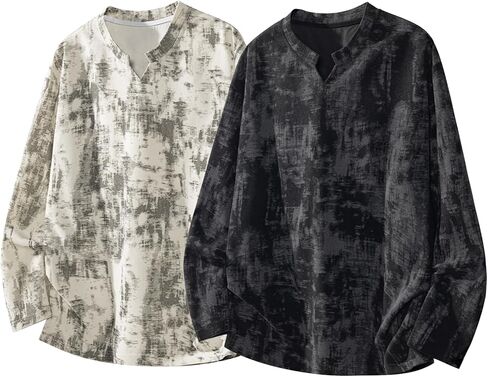 Unisex Corduroy Tie Dye Sweatshirt Men Women Long Sleeve Loose V Neck Casual Shirt, White, Medium in Saudi Arabia