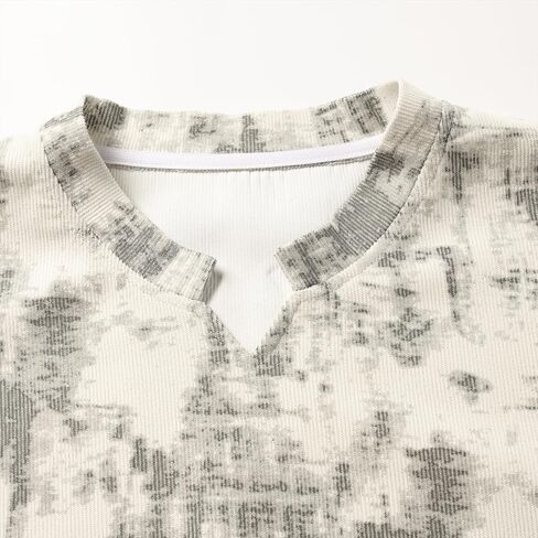 Unisex Corduroy Tie Dye Sweatshirt Men Women Long Sleeve Loose V Neck Casual Shirt, White, Medium in Saudi Arabia