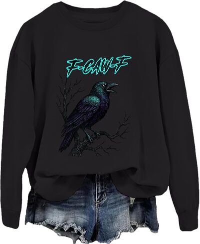 Fcawf Crow Sweatshirt F-Caw-F Crow Shirt Black Bird Halloween Sweatshirt in Saudi Arabia