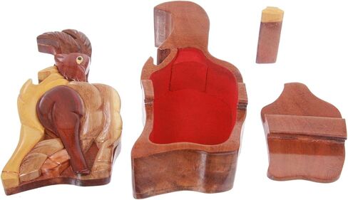 Handcrafted Wooden Goat Shape Secret Jewelry Puzzle Box - Goat in Saudi Arabia