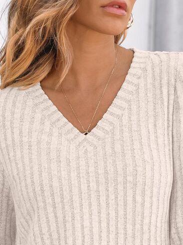 Womens V Neck Long Sleeve Shirt Fall Fashion Tops Tunic Dressy Casual Sweater Clothes Cute Trendy Work Outfits 2025 in Saudi Arabia