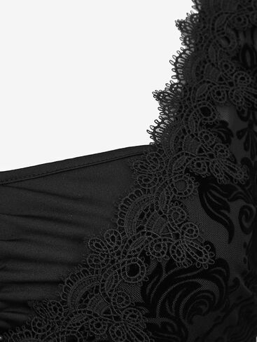 Rosegal المرأة حجم كبير الدانتيل زين تقليم Ruched مشبك يتدفقون الأزهار طويلة الأكمام مضيئة 2 في 1 Flowy الأعلى in Kuwait