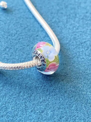 Original Handmade Murano Glass Charms for Pandora Bracelets, Authentic 925 Sterling Silver Murano Flowers Charms, Glass Beads fit Pandora Style Bracelet for Women in Saudi Arabia