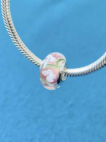 Original Handmade Murano Glass Charms for Pandora Bracelets, Authentic 925 Sterling Silver Murano Flowers Charms, Glass Beads fit Pandora Style Bracelet for Women in Saudi Arabia