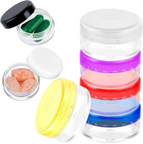 7Pcs Small Pill Case Portable Travel Containers Mini Travel Pill Container Compact Daily Storage Boxes Suitable Wallets Pockets Handbags Transparent Black Purple Orange Blue Yellow Pink in Saudi Arabia