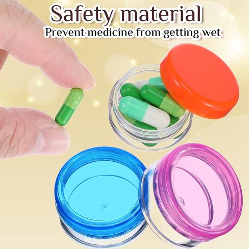 7Pcs Small Pill Case Portable Travel Containers Mini Travel Pill Container Compact Daily Storage Boxes Suitable Wallets Pockets Handbags Transparent Black Purple Orange Blue Yellow Pink in Saudi Arabia