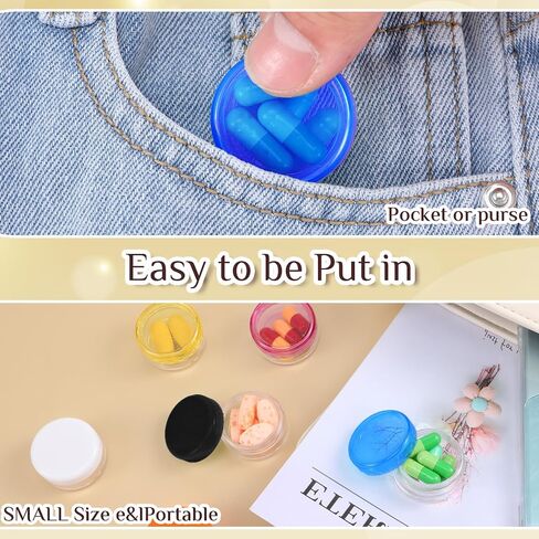 7Pcs Small Pill Case Portable Travel Containers Mini Travel Pill Container Compact Daily Storage Boxes Suitable Wallets Pockets Handbags Transparent Black Purple Orange Blue Yellow Pink in Saudi Arabia
