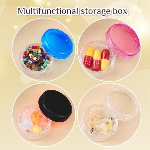 7Pcs Small Pill Case Portable Travel Containers Mini Travel Pill Container Compact Daily Storage Boxes Suitable Wallets Pockets Handbags Transparent Black Purple Orange Blue Yellow Pink in Saudi Arabia