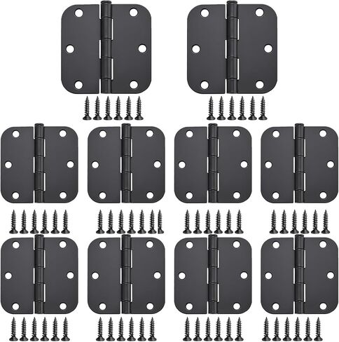 Matte Black Door Hinges 20 Pack 3x3 Inch Interior Door Hinges for Doors Rounded 5/8" Radius Corners Iron Hinge Door Round Hinge Hardware in Saudi Arabia