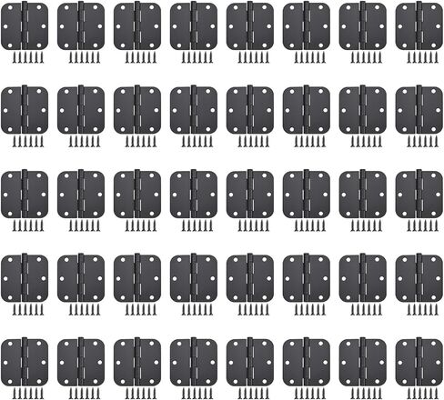 Matte Black Door Hinges 20 Pack 3x3 Inch Interior Door Hinges for Doors Rounded 5/8" Radius Corners Iron Hinge Door Round Hinge Hardware in Saudi Arabia