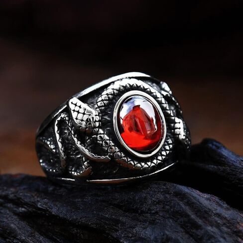 Double-Headed Snake Stainless Steel Ring – Unique Rebirth & Renewal Symbol, Masculine Jewelry with Durable Stainless Steel Construction, Unisex Accessory Size 7-13 in Saudi Arabia