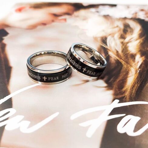 8MM Black Stainless Steel Ring Lord's Prayer Rotatable Wedding Band Spinner Fidget Christian Jesus Bible Cross Rings Anxiety Finger Stress Relief Jewelry Gifts for Men Women Boyfriend Birthday in Saudi Arabia