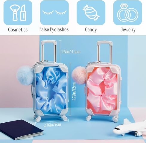 صندوق تخزين حقيبة صغيرة فارغة من LemonRoad 30 قطعة مع سلسلة مفاتيح على شكل كرة قطيفة وScrunchies وحاويات تخزين أمتعة الحلوى الشفافة وحقيبة تغليف (وردي) in Kuwait