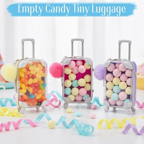 صندوق تخزين حقيبة صغيرة فارغة من LemonRoad 30 قطعة مع سلسلة مفاتيح على شكل كرة قطيفة وScrunchies وحاويات تخزين أمتعة الحلوى الشفافة وحقيبة تغليف (وردي) in Kuwait