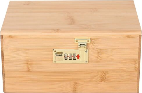 ARTAWEIN Bamboo Storage Box - Multipurpose Decorative Organizer with Removable Tray, 3 Glass Jars, and Combination Lock | Natural & Stylish in Saudi Arabia