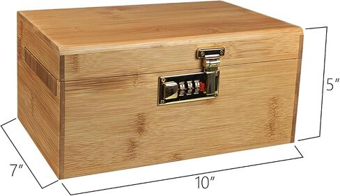 ARTAWEIN Bamboo Storage Box - Multipurpose Decorative Organizer with Removable Tray, 3 Glass Jars, and Combination Lock | Natural & Stylish in Saudi Arabia