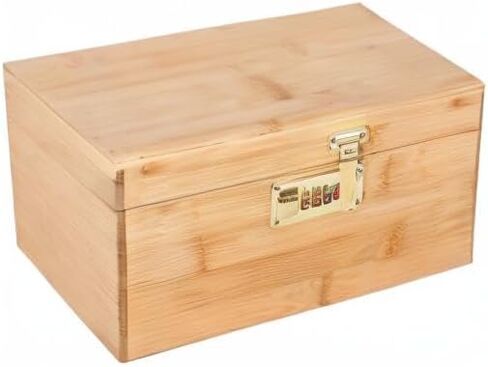 ARTAWEIN Bamboo Storage Box - Multipurpose Decorative Organizer with Removable Tray, 3 Glass Jars, and Combination Lock | Natural & Stylish in Saudi Arabia