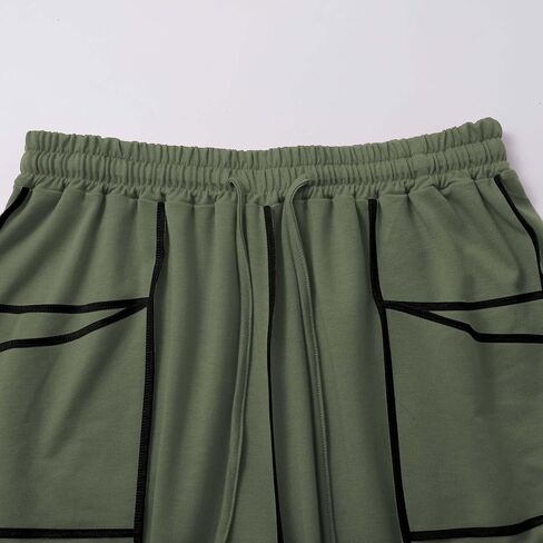 Womens Barrel Wide Leg Pants, Plus Size Drawstring Waist Sweatpants, 2025 Fall Casual Beach Palazzo Trousers with Pockets in Saudi Arabia