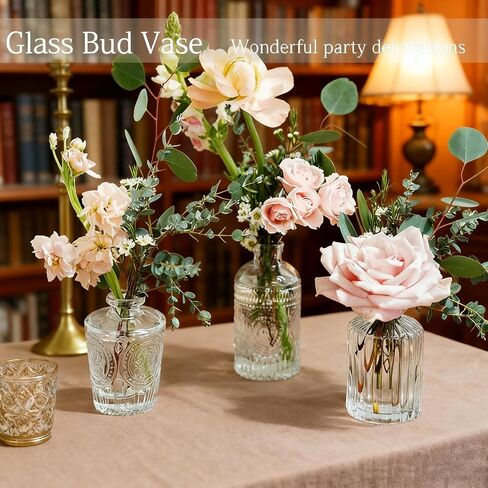 Glass Bud Vase Set of 12 Pcs, Small Glass Vases for Flowers, Vintage Vases for Centerpieces, Small Flower Design for Centerpieces Wedding Decorations Home Flower Party Decor in Saudi Arabia