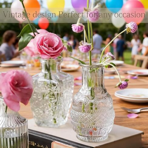 Glass Bud Vase Set of 12 Pcs, Small Glass Vases for Flowers, Vintage Vases for Centerpieces, Small Flower Design for Centerpieces Wedding Decorations Home Flower Party Decor in Saudi Arabia