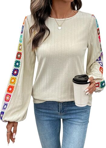 Women Long Sleeve Boat Neck Tops Blouses Dressy Casual for Women 2025 Tunic in Saudi Arabia