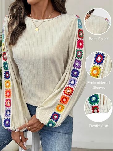 Women Long Sleeve Boat Neck Tops Blouses Dressy Casual for Women 2025 Tunic in Saudi Arabia