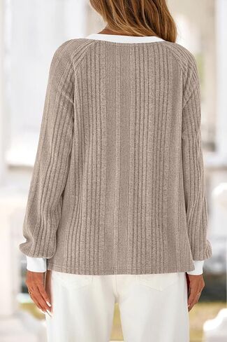 CFLONGE Fall Tops for Women Trendy 2025 Crewneck Long Sleeve Business Casual Shirts Fashion Knit Ribbed Tunic Going Out Tops in Saudi Arabia