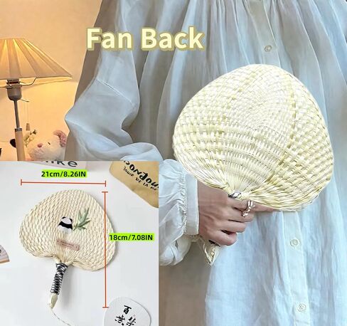2PCS Handmade Hand Weaving Pampas Grass Fan Panda Bamboo Decor,Summer Cooling Supplies for Wedding Guests, Gift, Camping in Saudi Arabia