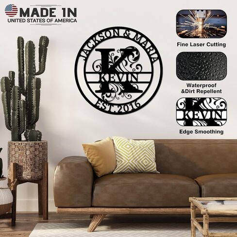 Custom Signs Outdoor Metal, Personalized Name Sign, Family Last Name Sign Home Decor, Initial Monogram Wall Metal Art, Customized Wedding Christmas Housewarming Gifts in Saudi Arabia