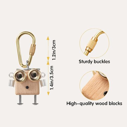 Handmade Wooden Punk Robot Keychain - Cute Keychain with Sturdy key Ring, Funny Key Chain for Sister Birthday Gifts in Saudi Arabia