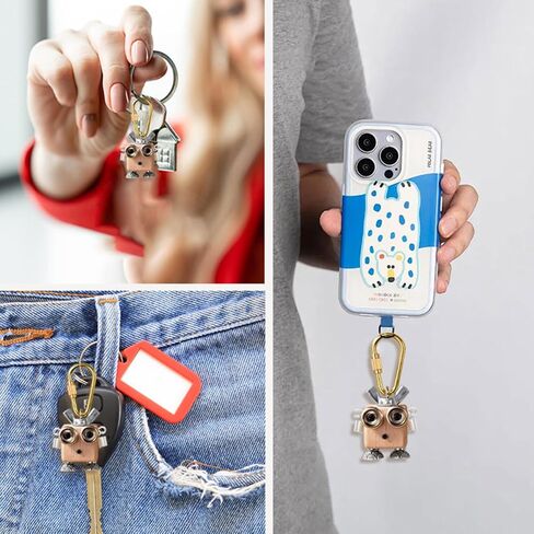 Handmade Wooden Punk Robot Keychain - Cute Keychain with Sturdy key Ring, Funny Key Chain for Sister Birthday Gifts in Saudi Arabia