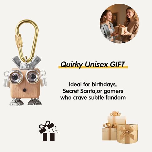 Handmade Wooden Punk Robot Keychain - Cute Keychain with Sturdy key Ring, Funny Key Chain for Sister Birthday Gifts in Saudi Arabia