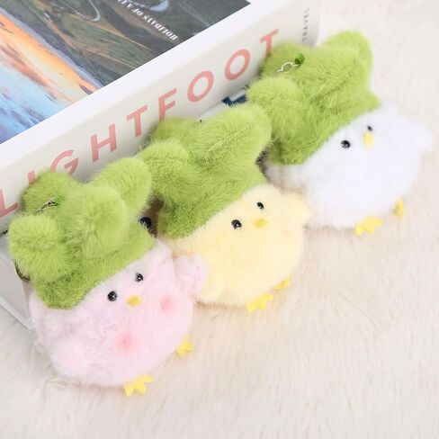 Cartoon Chick Cute Plush Keychain Apply to Car Key Backpack charms Women Handbag Wallet Pendants Decoration in Saudi Arabia