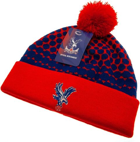 FOCO Crystal Palace FC Ski Cuff Knit Beanie Bobble Hat أسود، أسود، مقاس واحد in Saudi Arabia