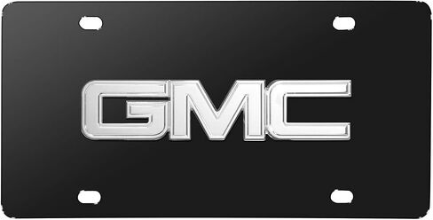 Made for GMC 3D Chrome Metal Logo Black Stainless Steel License Plate in Saudi Arabia