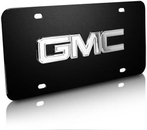 Made for GMC 3D Chrome Metal Logo Black Stainless Steel License Plate in Saudi Arabia
