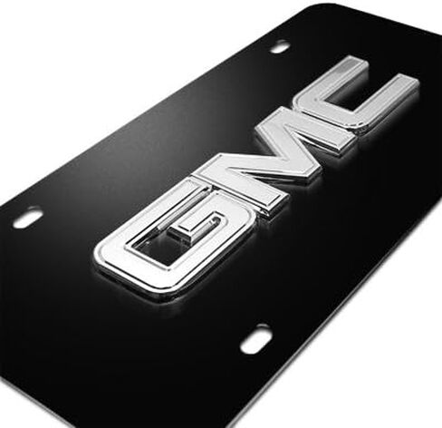 Made for GMC 3D Chrome Metal Logo Black Stainless Steel License Plate in Saudi Arabia