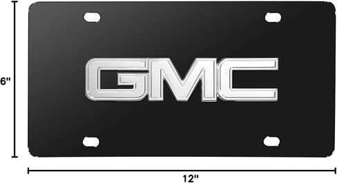 Made for GMC 3D Chrome Metal Logo Black Stainless Steel License Plate in Saudi Arabia