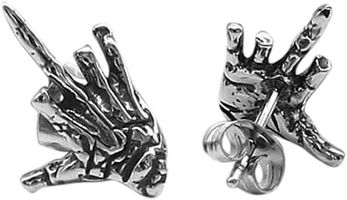Middle Finger Ghost Hand Stainless Steel Ear Stud – Gothic and Rock-Inspired Statement Accessory in Saudi Arabia