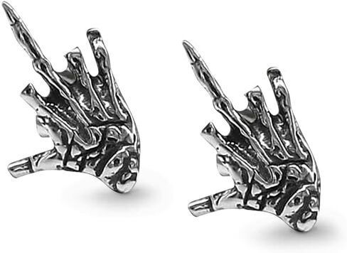 Middle Finger Ghost Hand Stainless Steel Ear Stud – Gothic and Rock-Inspired Statement Accessory in Saudi Arabia