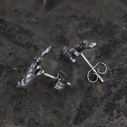 Middle Finger Ghost Hand Stainless Steel Ear Stud – Gothic and Rock-Inspired Statement Accessory in Saudi Arabia