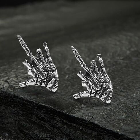 Middle Finger Ghost Hand Stainless Steel Ear Stud – Gothic and Rock-Inspired Statement Accessory in Saudi Arabia