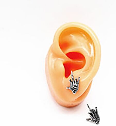Middle Finger Ghost Hand Stainless Steel Ear Stud – Gothic and Rock-Inspired Statement Accessory in Saudi Arabia