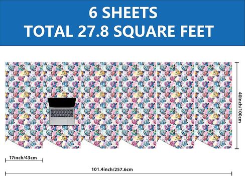 Vnaaem Cat Birthday Wrapping Paper for Girls Kids - Colorful Gift Wrap for Holiday Party Baby Shower Wedding Birthday, 19.6 X 27.8Inch Per Sheet(6 Sheets) in Saudi Arabia