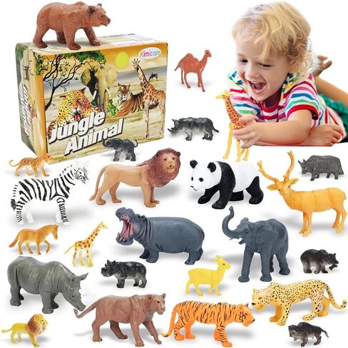 24Pcs Jumbo Safari & Zoo Animals Figures, Realistic Plastic Animal Toys Set for Kids 1 2 3, Lion, Elephant, Perfect for Play, Education, Baby Shower Decor,Party Supplies Cake Topper in Saudi Arabia