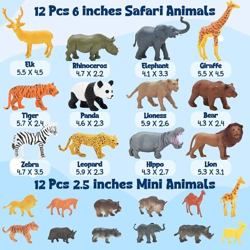 24Pcs Jumbo Safari & Zoo Animals Figures, Realistic Plastic Animal Toys Set for Kids 1 2 3, Lion, Elephant, Perfect for Play, Education, Baby Shower Decor,Party Supplies Cake Topper in Saudi Arabia