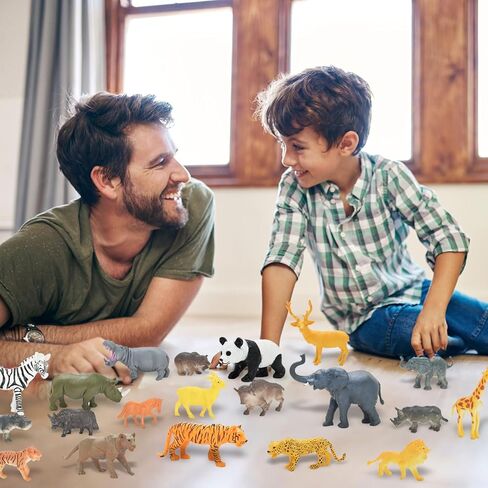 24Pcs Jumbo Safari & Zoo Animals Figures, Realistic Plastic Animal Toys Set for Kids 1 2 3, Lion, Elephant, Perfect for Play, Education, Baby Shower Decor,Party Supplies Cake Topper in Saudi Arabia