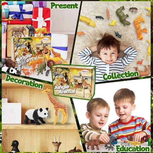 24Pcs Jumbo Safari & Zoo Animals Figures, Realistic Plastic Animal Toys Set for Kids 1 2 3, Lion, Elephant, Perfect for Play, Education, Baby Shower Decor,Party Supplies Cake Topper in Saudi Arabia